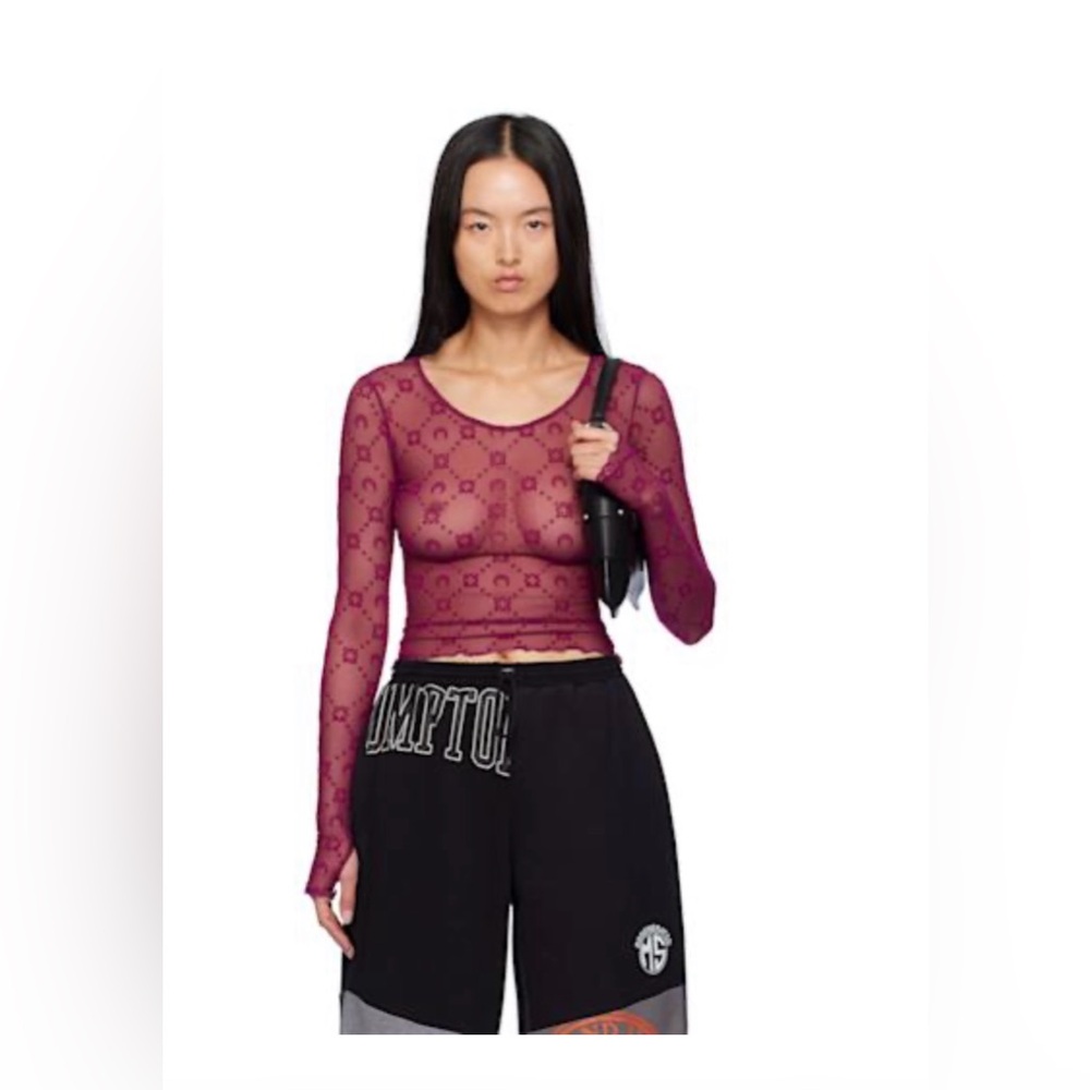 Marine Serre Plum Sheer Long Sleeve Top